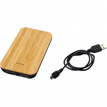 Logotrade mainostuote tuotekuva: Langaton Future-varavirtalähde 6 000 mAh, bambua/kangasta